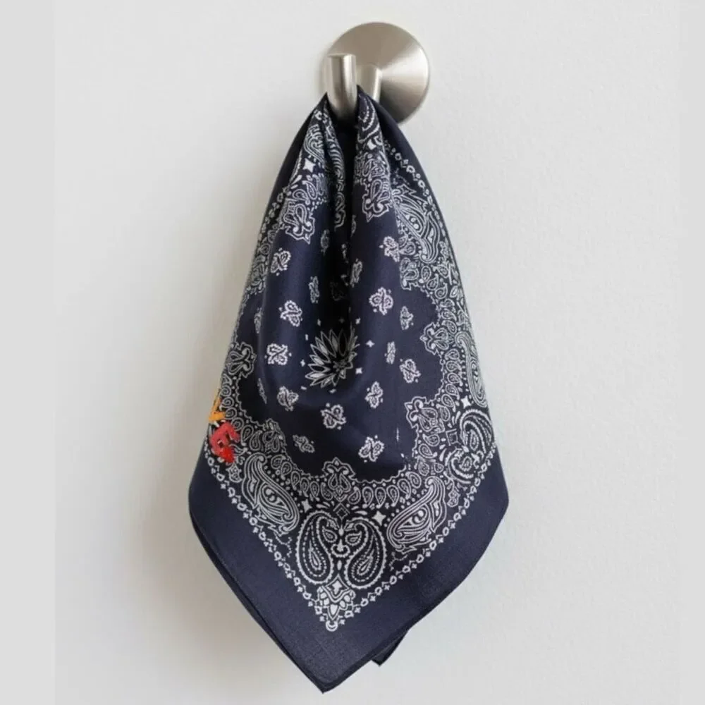 Free People Call It By Your Name Bandana Scarf Navy Paisley LOVE Embroidered NEW